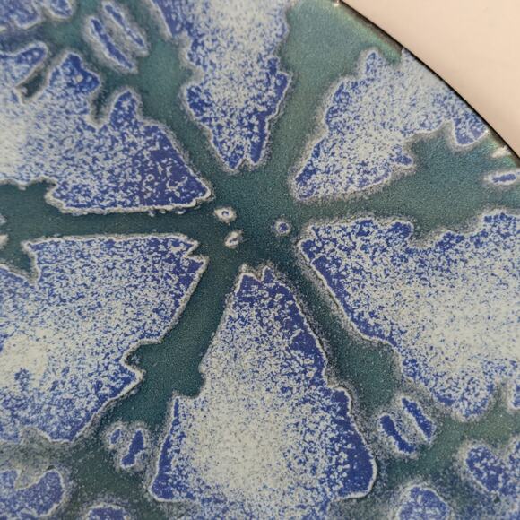Mackintosh Enamels Snowflake Dish Blue Winter Trinket Tray Signed Oval Decor - Picture 5 of 11